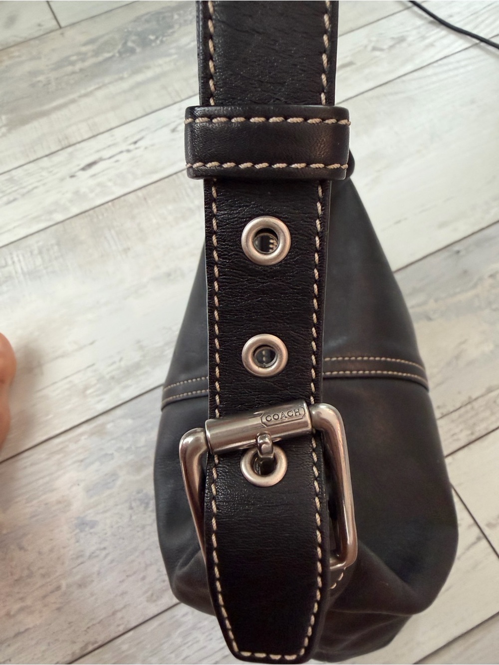 SOLD Vintage Y2K Coach Black leather convertible hobo shoulder bag - excellent - Picture 4 of 6